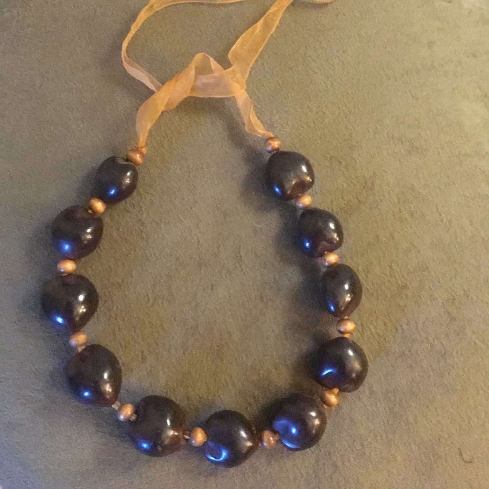 Buckeye necklace with ribbon tie